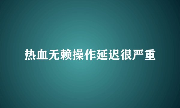 热血无赖操作延迟很严重