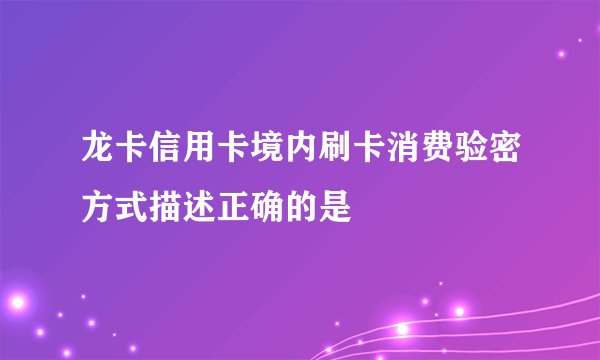 龙卡信用卡境内刷卡消费验密方式描述正确的是