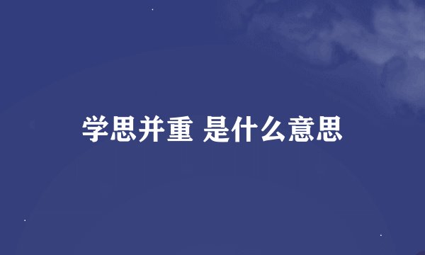 学思并重 是什么意思
