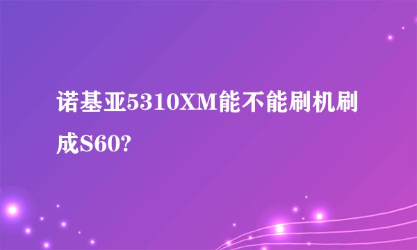 诺基亚5310XM能不能刷机刷成S60?