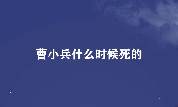 曹小兵什么时候死的