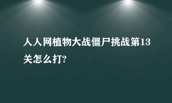 人人网植物大战僵尸挑战第13关怎么打?