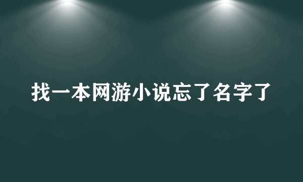 找一本网游小说忘了名字了