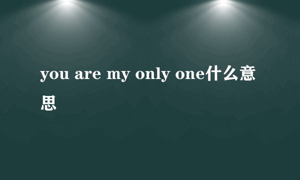 you are my only one什么意思