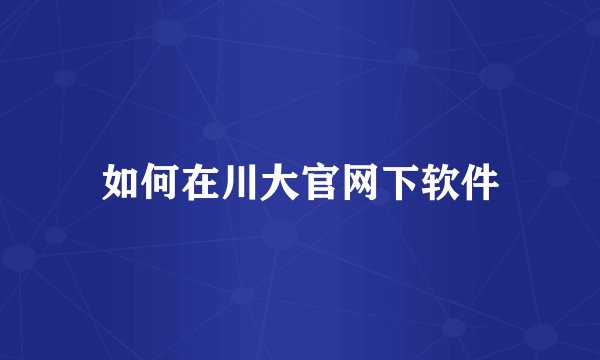 如何在川大官网下软件