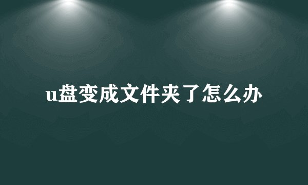 u盘变成文件夹了怎么办