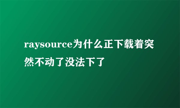 raysource为什么正下载着突然不动了没法下了