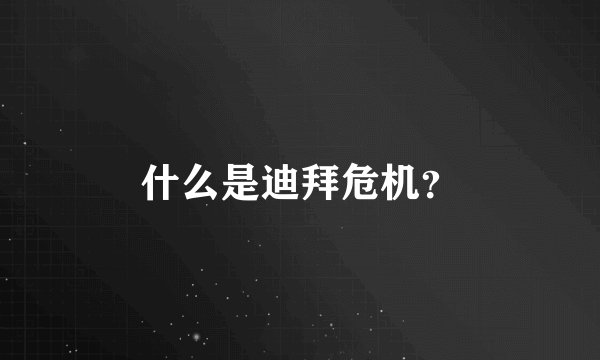 什么是迪拜危机？
