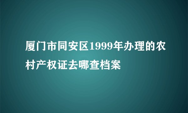 厦门市同安区1999年办理的农村产权证去哪查档案