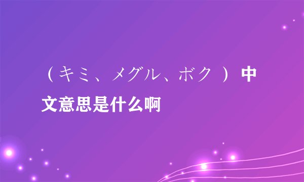 （キミ、メグル、ボク ） 中文意思是什么啊
