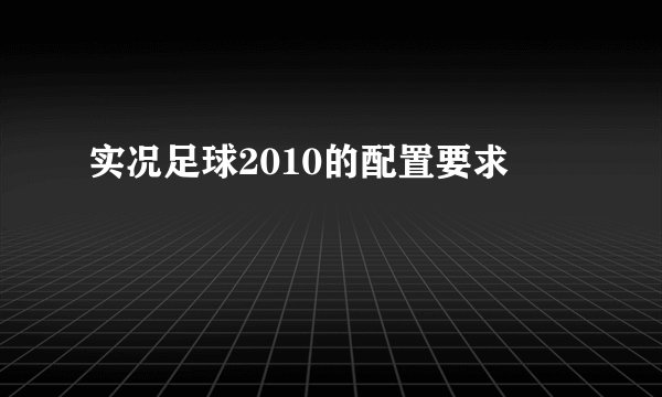 实况足球2010的配置要求