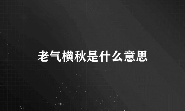 老气横秋是什么意思