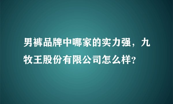 男裤品牌中哪家的实力强，九牧王股份有限公司怎么样？