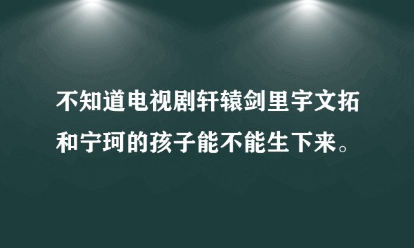 不知道电视剧轩辕剑里宇文拓和宁珂的孩子能不能生下来。