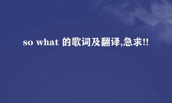 so what 的歌词及翻译,急求!!