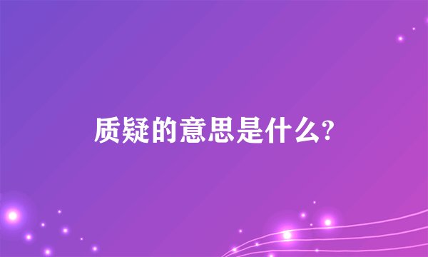 质疑的意思是什么?