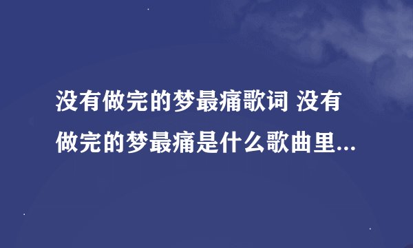 没有做完的梦最痛歌词 没有做完的梦最痛是什么歌曲里面的歌词