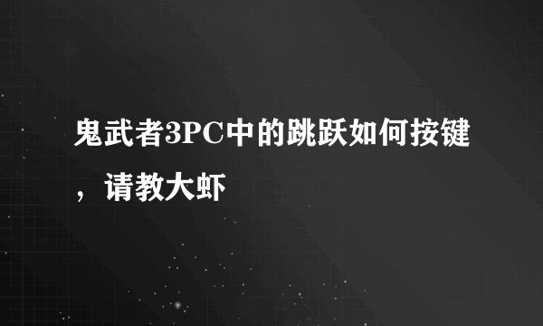 鬼武者3PC中的跳跃如何按键，请教大虾