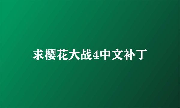 求樱花大战4中文补丁