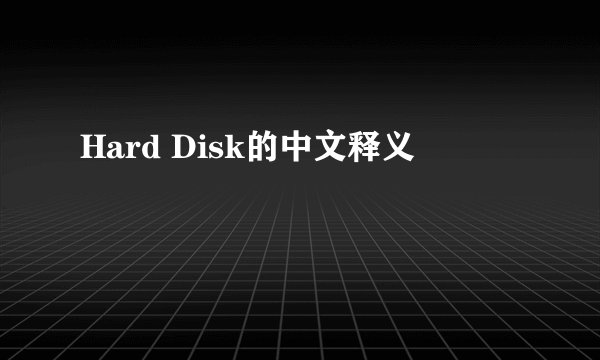 Hard Disk的中文释义