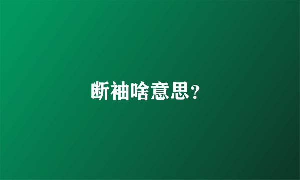 断袖啥意思？