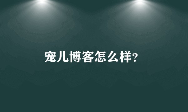 宠儿博客怎么样？