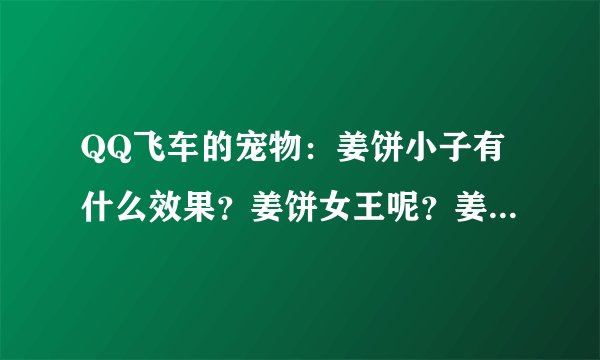 QQ飞车的宠物：姜饼小子有什么效果？姜饼女王呢？姜饼女王是什么样子？