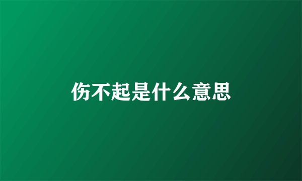 伤不起是什么意思