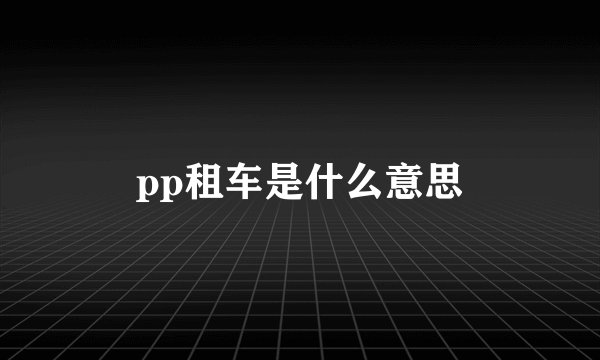 pp租车是什么意思