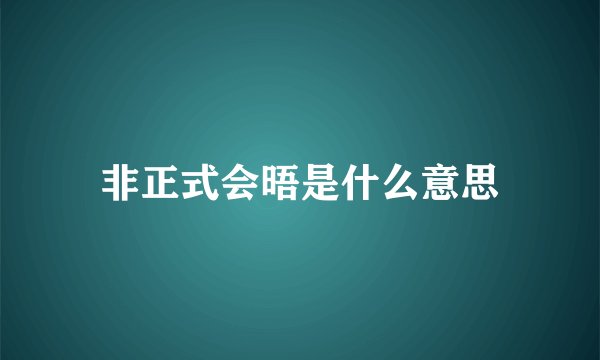 非正式会晤是什么意思