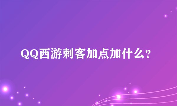 QQ西游刺客加点加什么？