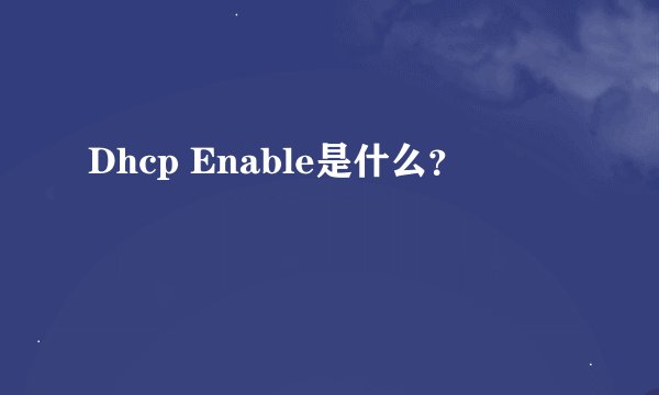 Dhcp Enable是什么？
