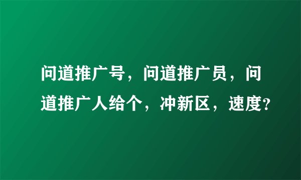 问道推广号，问道推广员，问道推广人给个，冲新区，速度？