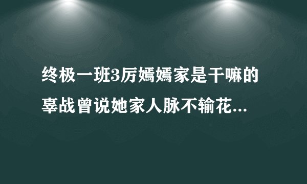 终极一班3厉嫣嫣家是干嘛的 辜战曾说她家人脉不输花家，是什么意思