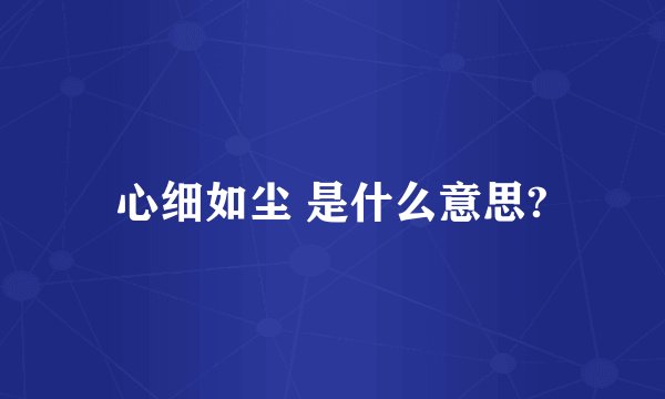 心细如尘 是什么意思?