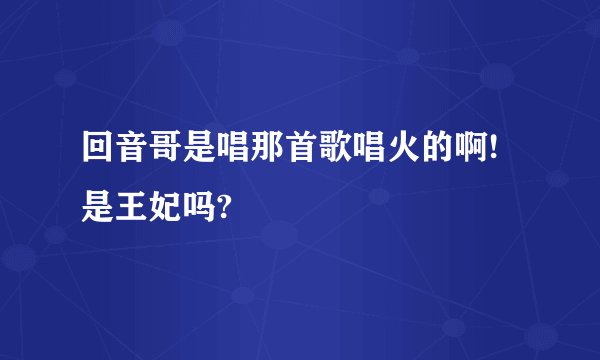 回音哥是唱那首歌唱火的啊! 是王妃吗?