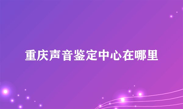 重庆声音鉴定中心在哪里