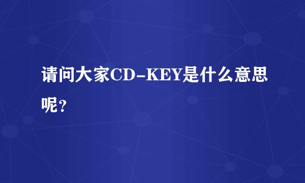 请问大家CD-KEY是什么意思呢？