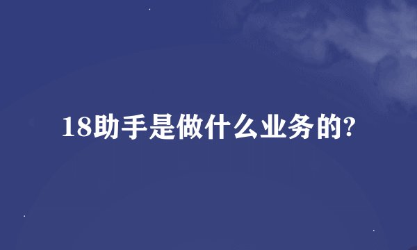 18助手是做什么业务的?