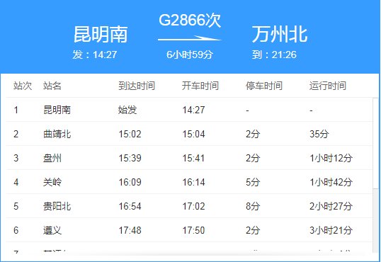 g2866高铁时刻表停靠站