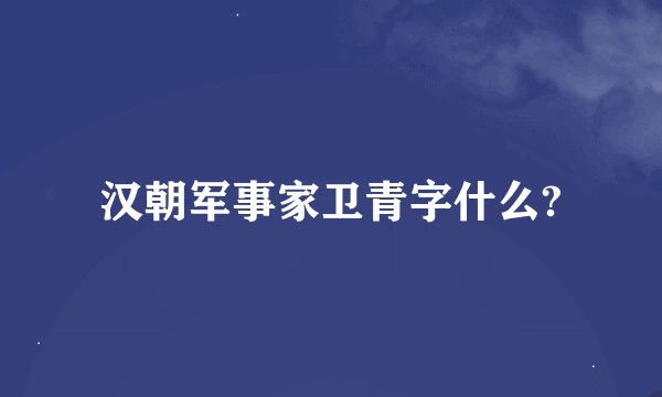 汉朝军事家卫青字什么?