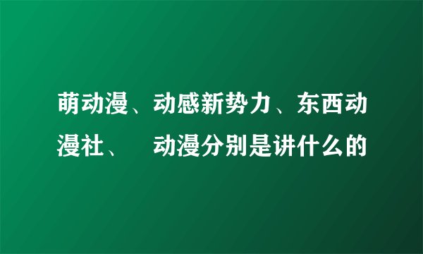 萌动漫、动感新势力、东西动漫社、囧动漫分别是讲什么的