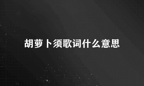 胡萝卜须歌词什么意思