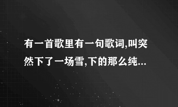 有一首歌里有一句歌词,叫突然下了一场雪,下的那么纯洁,将我埋在你的世界里!这首歌叫什么?