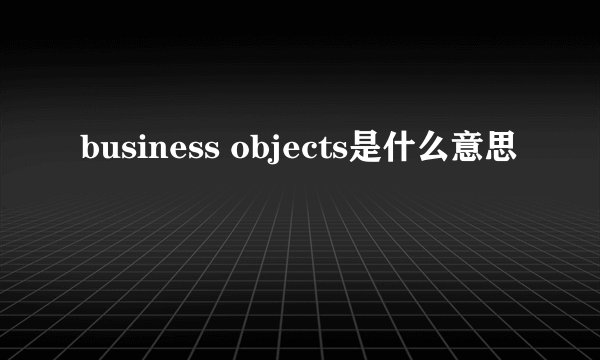 business objects是什么意思