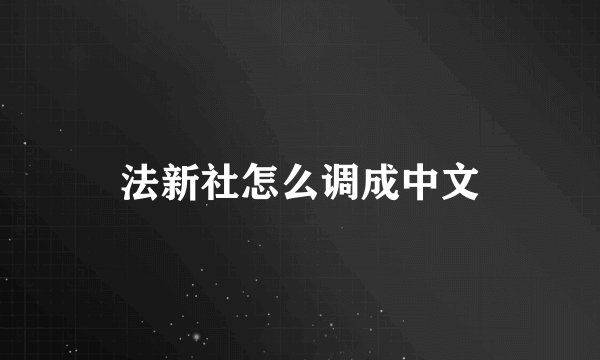 法新社怎么调成中文