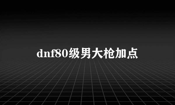 dnf80级男大枪加点