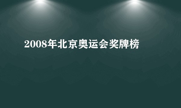 2008年北京奥运会奖牌榜