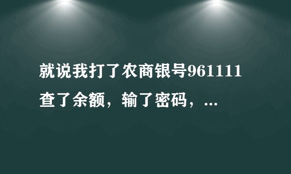 就说我打了农商银号961111查了余额，输了密码，我老公说我被骗了，有可能吗？