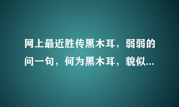 网上最近胜传黑木耳，弱弱的问一句，何为黑木耳，貌似不是指一种植物哦